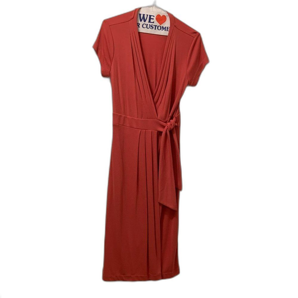 Ann Taylor V-Neck Wrap Dress Burnt Orange Size 6